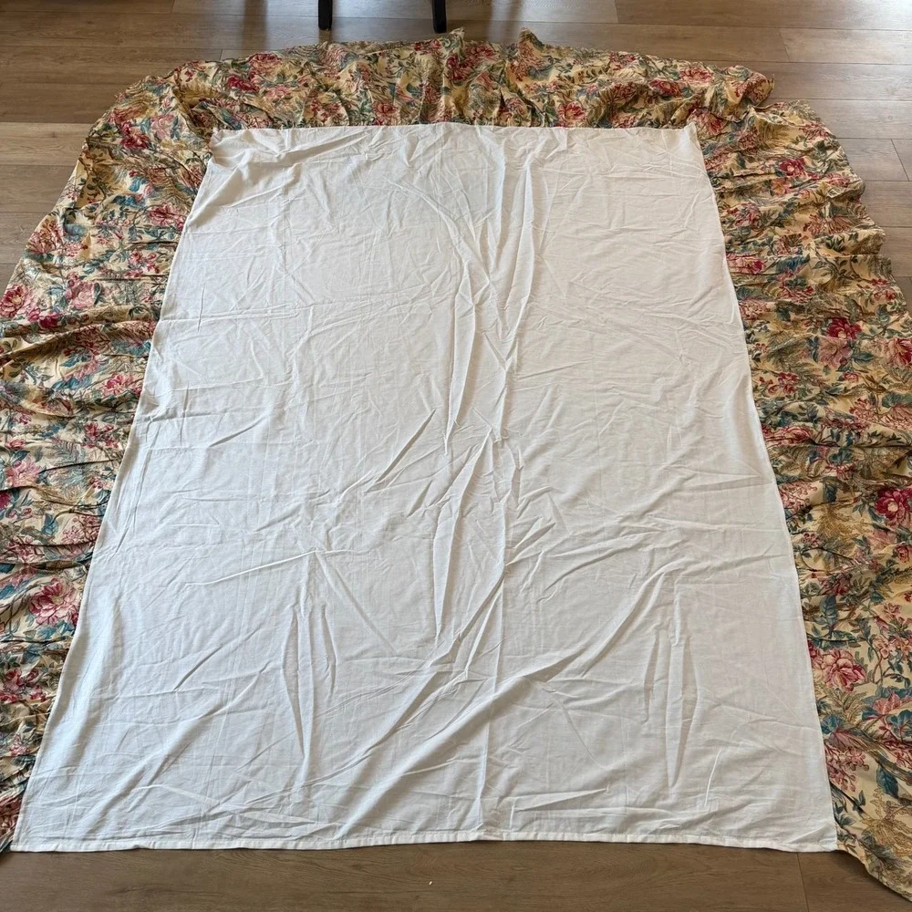 Vtg Ralph Lauren Ruffled Bedskirt Tangier Floral Queen Yellow Romantic Retired